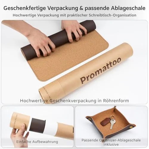 PROMATTOO Schreibtischunterlage · 80 x 40 cm · Espressobraun