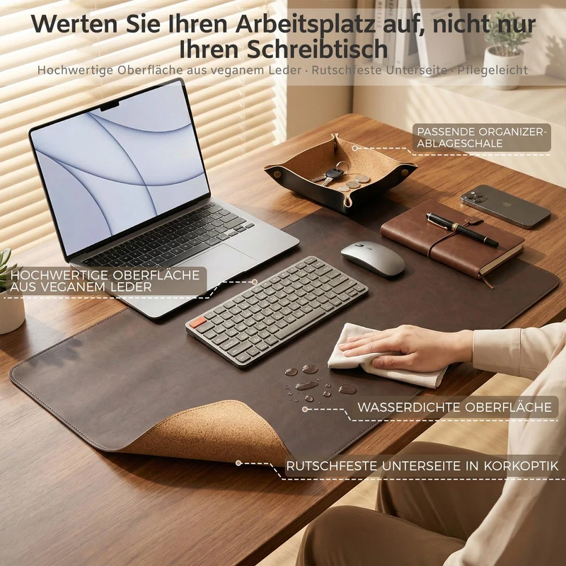 PROMATTOO Schreibtischunterlage · 80 x 40 cm · Espressobraun