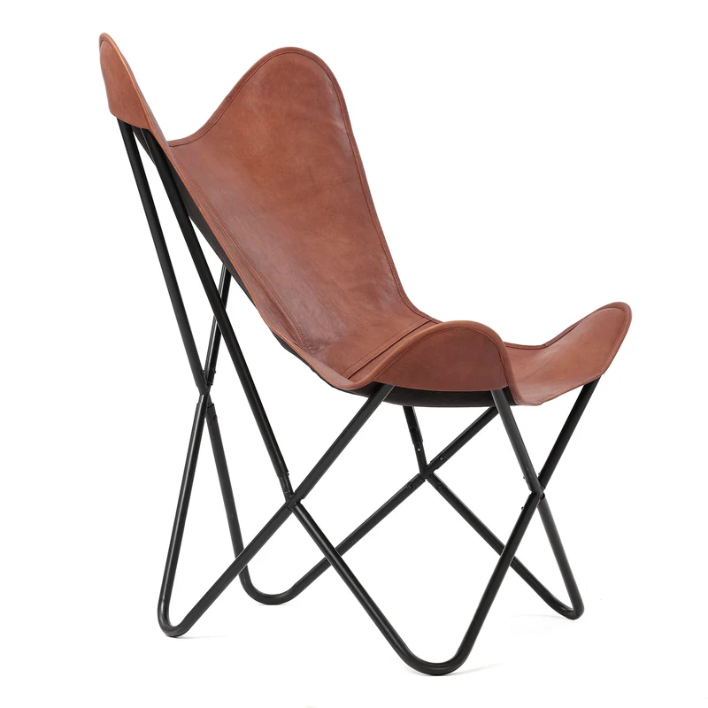 Butterfly-Sessel aus Echtleder, zusammenklappbar, ca. 92 cm, Schwarz