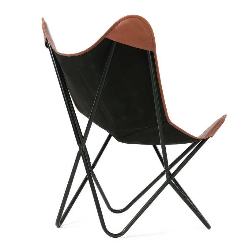 Butterfly-Sessel aus Echtleder, zusammenklappbar, ca. 92 cm, Schwarz
