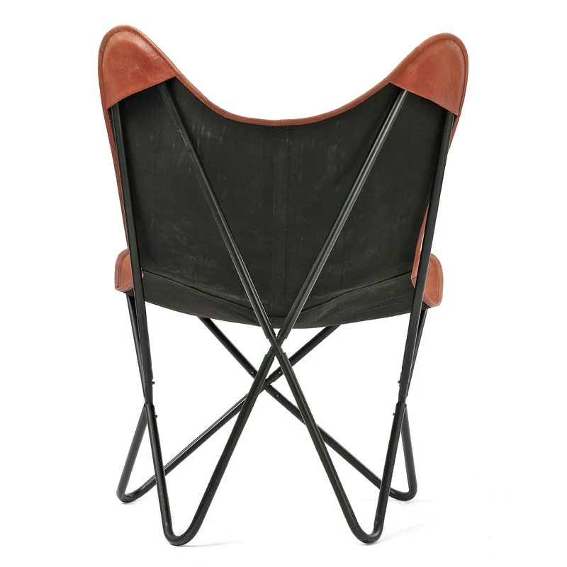 Butterfly-Sessel aus Echtleder, zusammenklappbar, ca. 92 cm, Schwarz