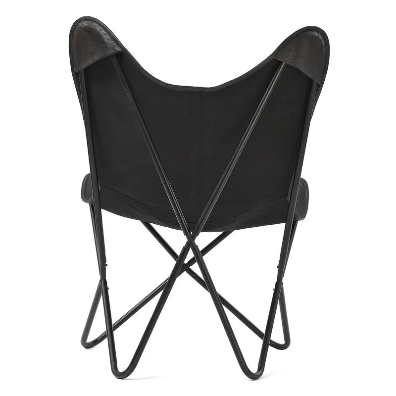 Butterfly-Sessel aus Echtleder, zusammenklappbar, ca. 92 cm, Schwarz
