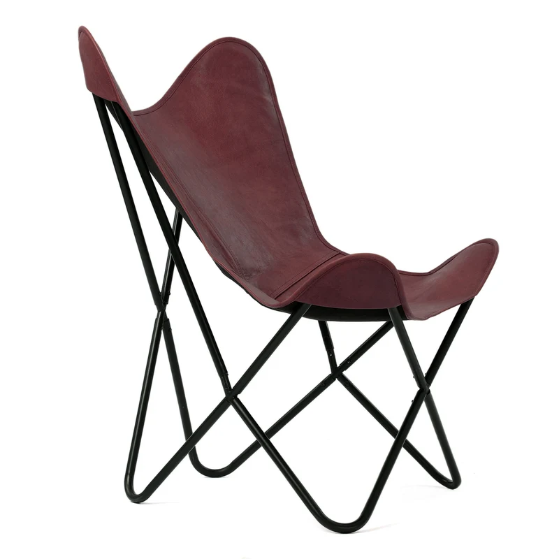 Butterfly-Sessel aus Echtleder, zusammenklappbar, ca. 92 cm, Schwarz