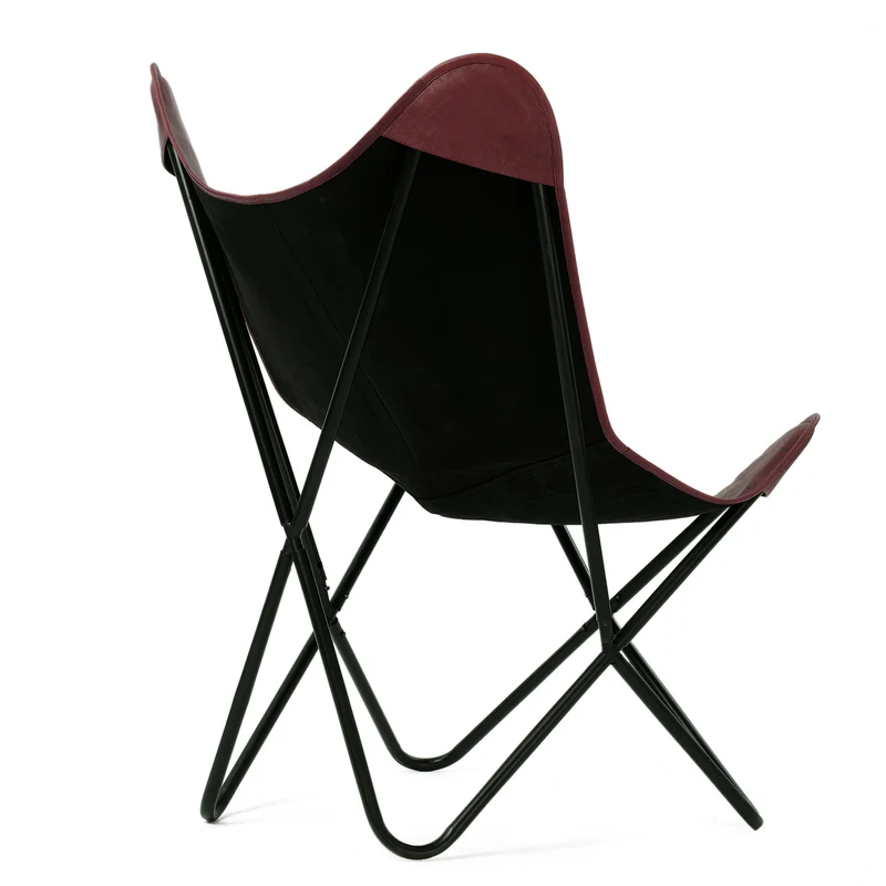Butterfly-Sessel aus Echtleder, zusammenklappbar, ca. 92 cm, Schwarz