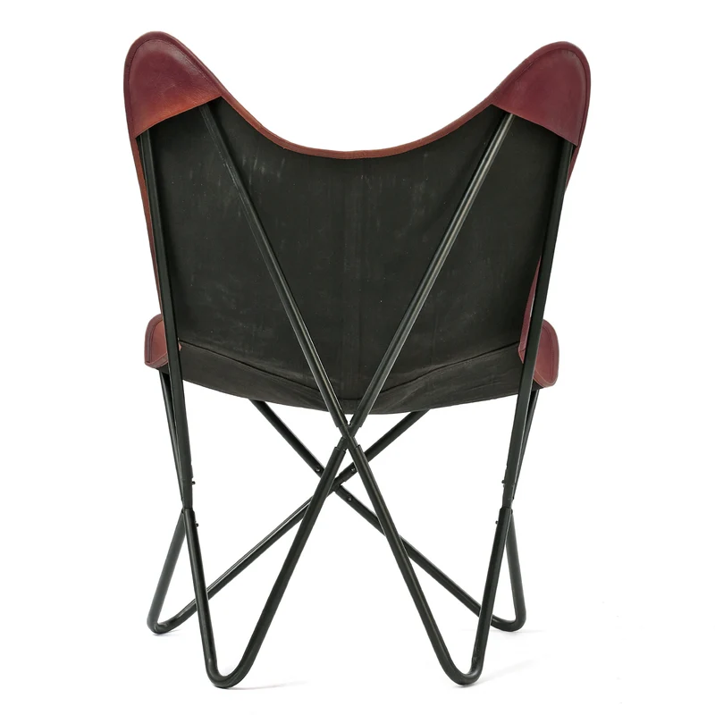 Butterfly-Sessel aus Echtleder, zusammenklappbar, ca. 92 cm, Schwarz