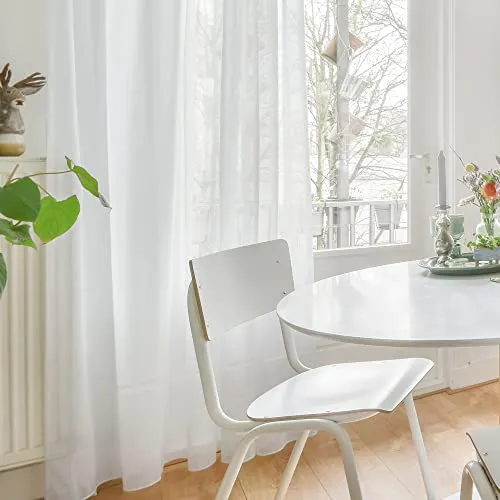 Deconovo Voile Vorhang mit Ösen transparent Dekoschal Leicht Weiß