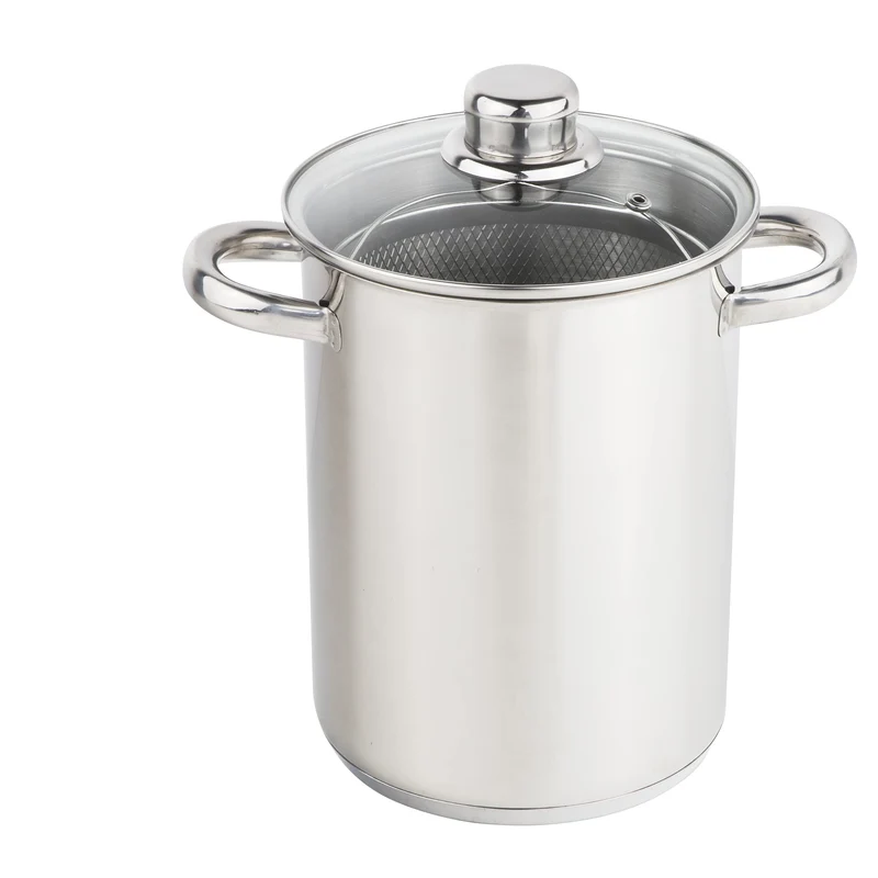 Haushalt International Nudeltopf & Spargeltopf hoch (Kochtopf 4 Liter, mit Sieb und Deckel) - Pastatopf mit Siebeinsatz, Hoher Kochtopf, ideal als Spargel Topf oder Spaghetti Kochtopf