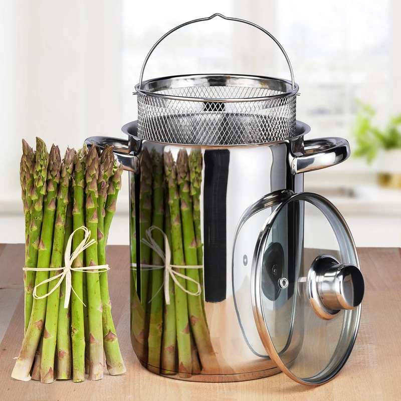 Haushalt International Nudeltopf & Spargeltopf hoch (Kochtopf 4 Liter, mit Sieb und Deckel) - Pastatopf mit Siebeinsatz, Hoher Kochtopf, ideal als Spargel Topf oder Spaghetti Kochtopf