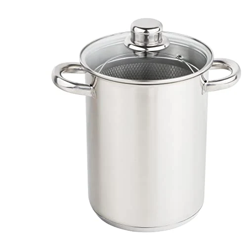 Haushalt International Nudeltopf & Spargeltopf hoch (Kochtopf 4 Liter, mit Sieb und Deckel) - Pastatopf mit Siebeinsatz, Hoher Kochtopf, ideal als Spargel Topf oder Spaghetti Kochtopf