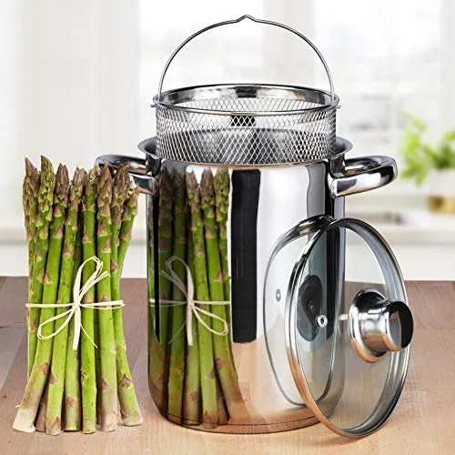 Haushalt International Nudeltopf & Spargeltopf hoch (Kochtopf 4 Liter, mit Sieb und Deckel) - Pastatopf mit Siebeinsatz, Hoher Kochtopf, ideal als Spargel Topf oder Spaghetti Kochtopf
