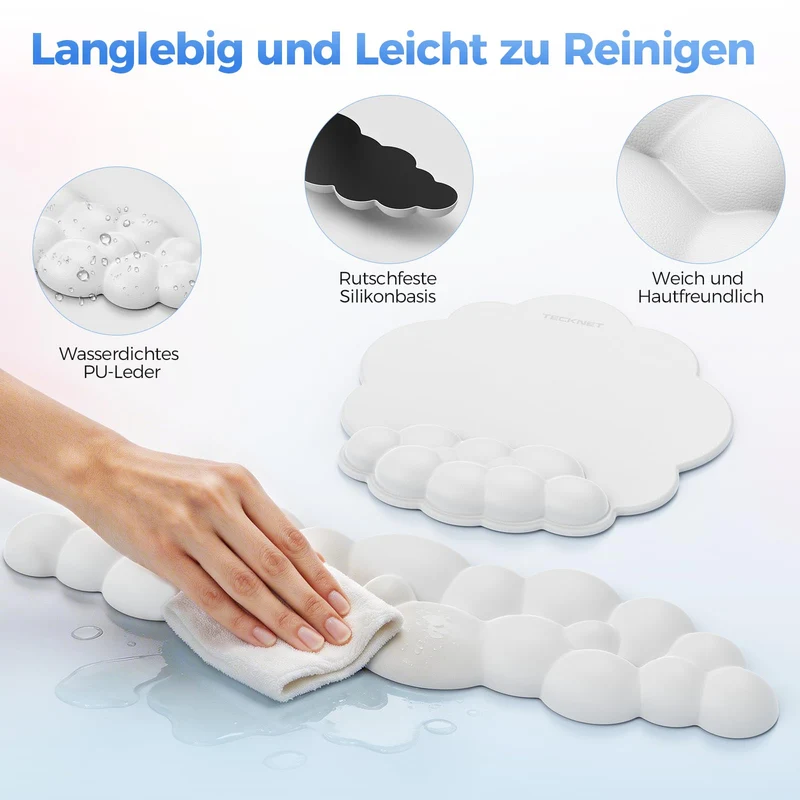 TECKNET Handgelenkauflage · 43L x 12B cm · Weiß