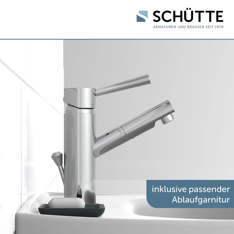 SCHÜTTE Waschtischarmatur Cornwall, Chrom, Badarmatur, Hochdruck