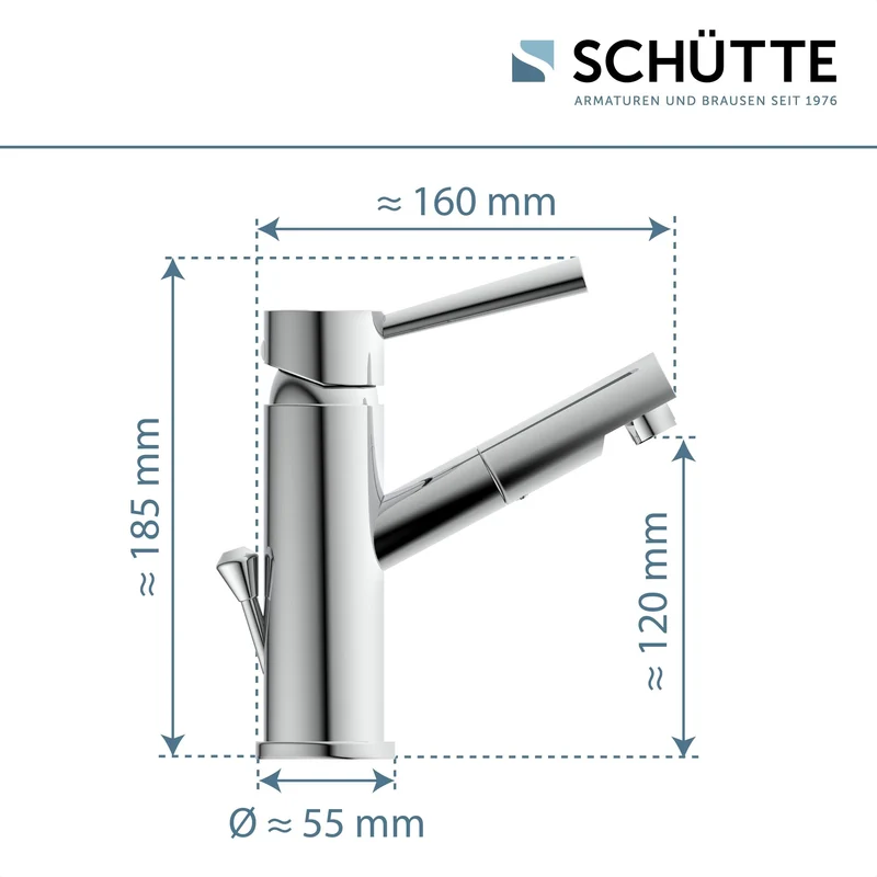 SCHÜTTE Waschtischarmatur Cornwall, Chrom, Badarmatur, Hochdruck