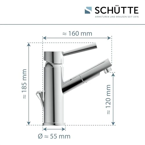 SCHÜTTE Waschtischarmatur Cornwall, Chrom, Badarmatur, Hochdruck