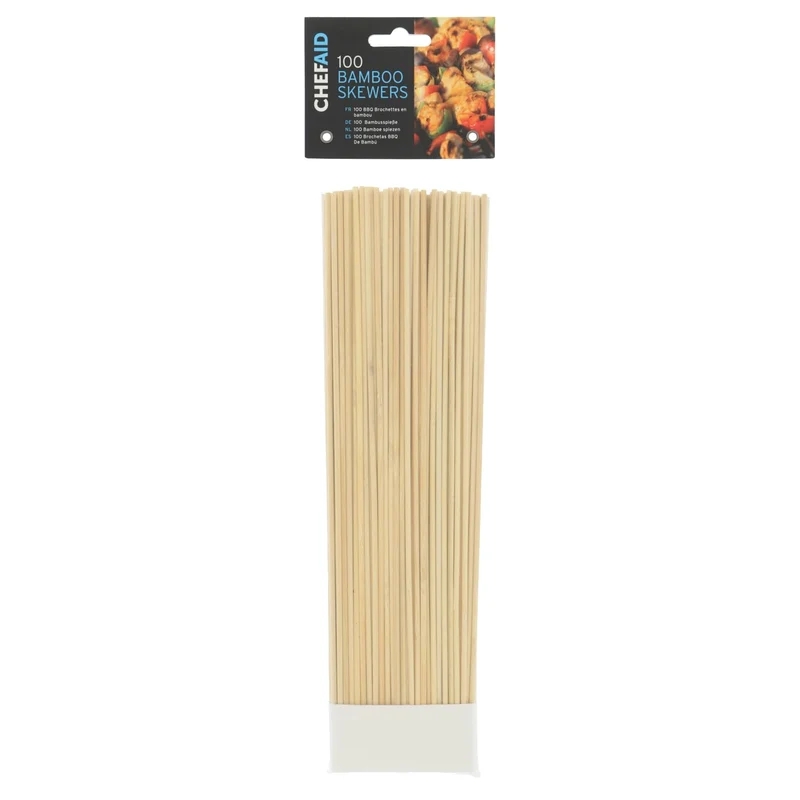 Chef Aid Bambusspieße 30,5 cm – 100 Stück – Natürliche, Splitterfreie Grillspieße aus Bambus – Für Grill, Ofen, Fondue und Fingerfood – Stabil und Zuverlässig