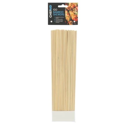 Chef Aid Bambusspieße 30,5 cm – 100 Stück – Natürliche, Splitterfreie Grillspieße aus Bambus – Für Grill, Ofen, Fondue und Fingerfood – Stabil und Zuverlässig
