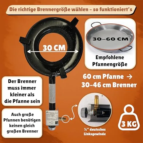 Outdoor-Gasbrenner 30 cm 8 kW für Paellapfanne