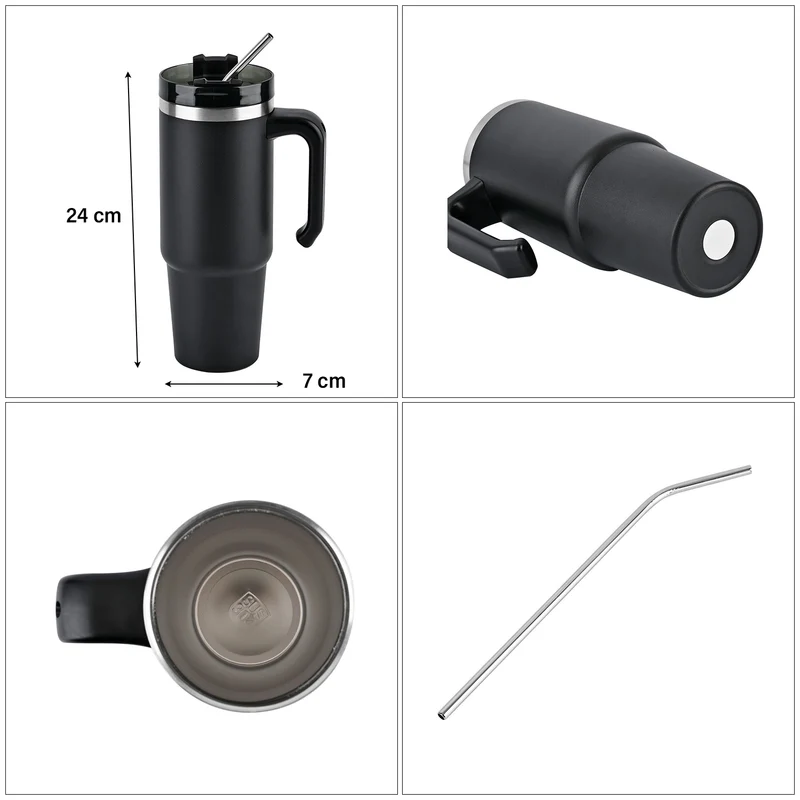 316L Edelstahl Thermobecher 887ml mit Strohhalm, Grün