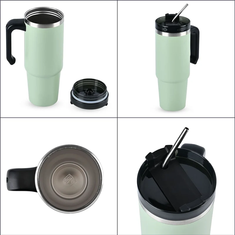 316L Edelstahl Thermobecher 887ml mit Strohhalm, Grün