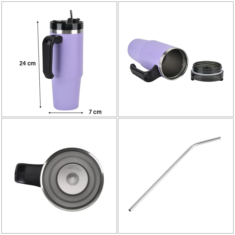 316L Edelstahl Thermobecher 887ml mit Strohhalm, Grün