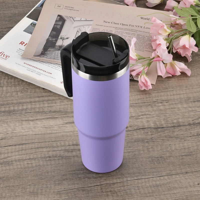 316L Edelstahl Thermobecher 887ml mit Strohhalm, Grün