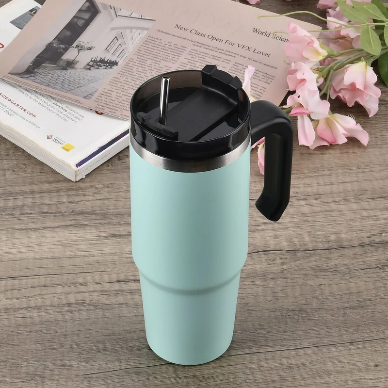 316L Edelstahl Thermobecher 887ml mit Strohhalm, Grün