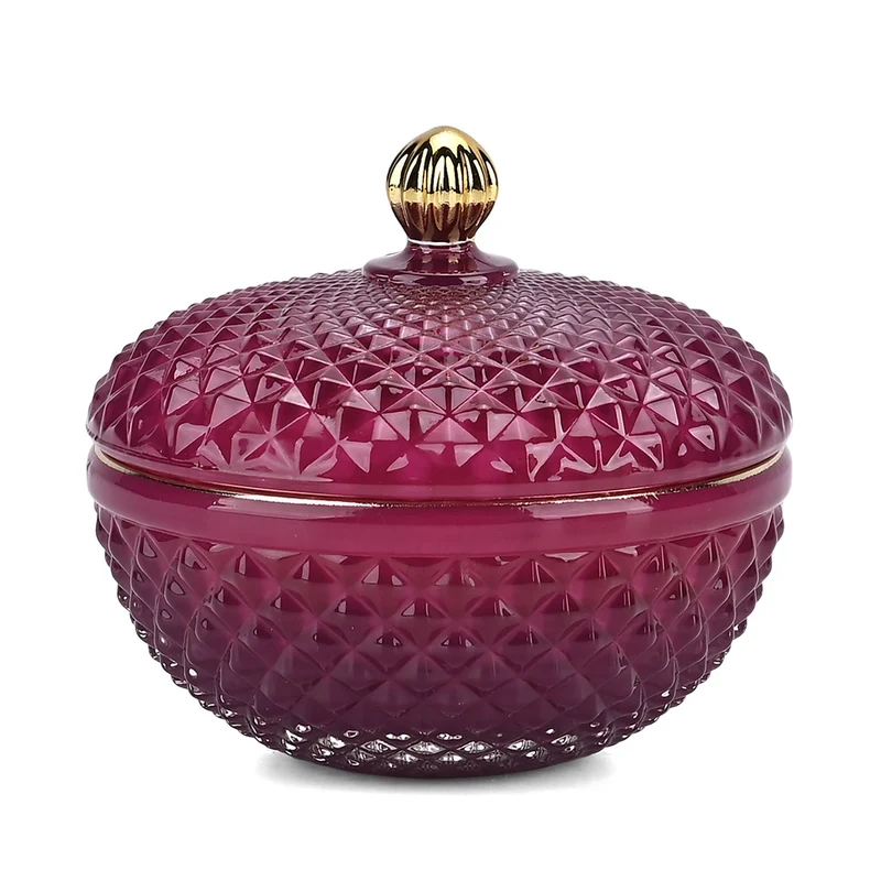 LIVMORE - Duftkerze im dekorativen Glas, Tabak und Oudh, 36 Std. Brenndauer, Purpurrot