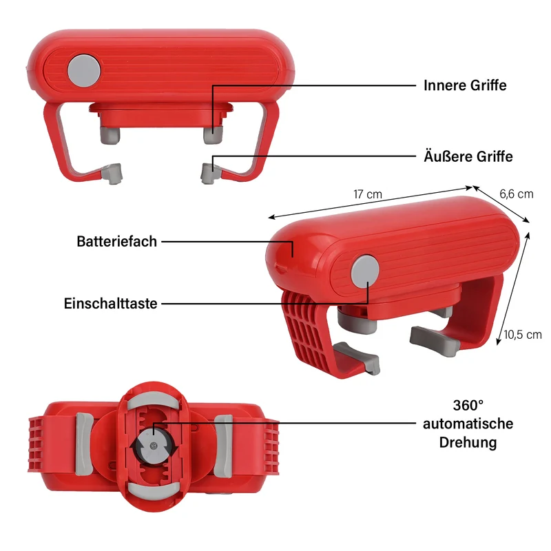 Elektrischer Glasöffner - Kompatibel mit verschiedenen Deckeln, 17 x 6,6 x 10,5 cm, Rot