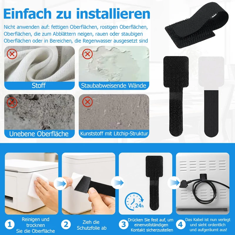 Kisizity Kabelorganisation · Schwarz · 90 x 15mm · 60