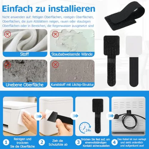Kisizity Kabelorganisation · Schwarz · 90 x 15mm · 60