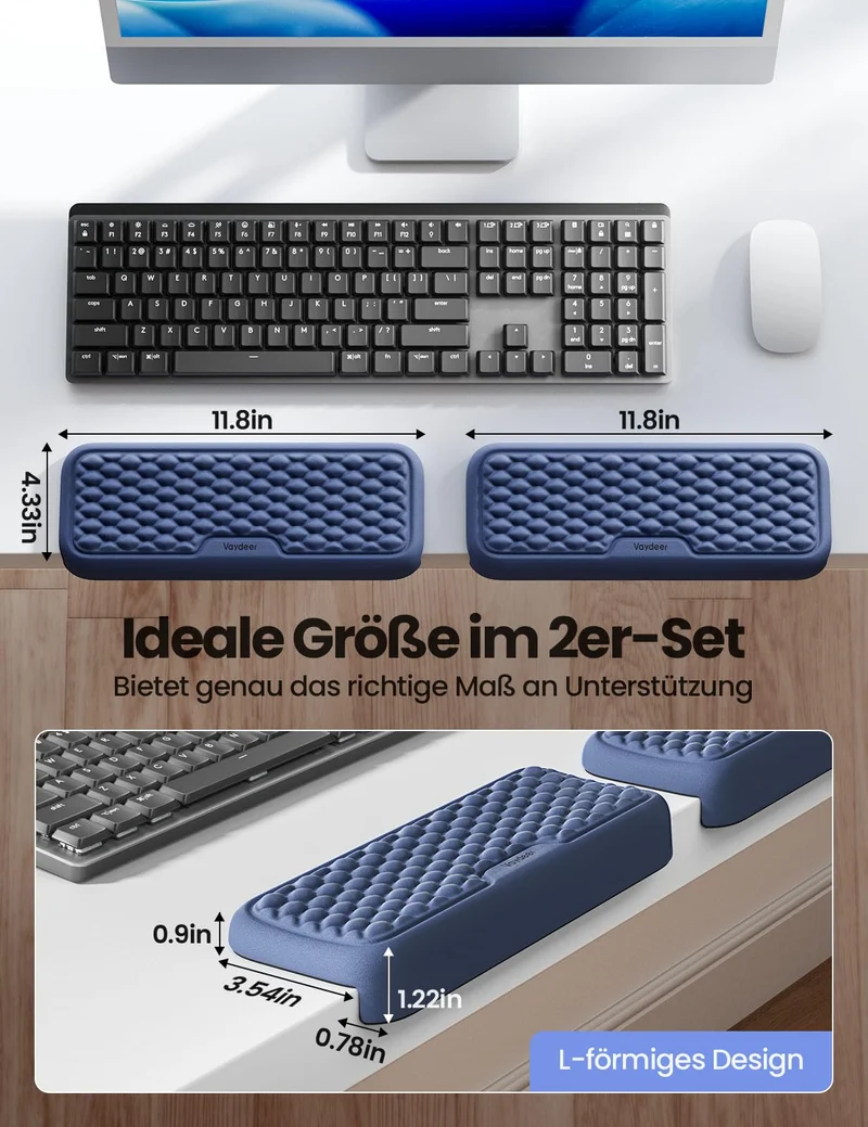 VAYDEER Handgelenkauflage · 18 x 3.5 inches · -Schwarz-