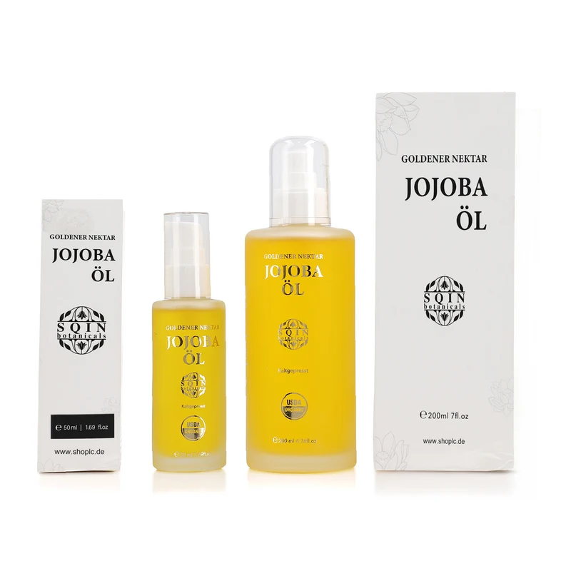 SQIN Botanicals Kaltgepresstes goldenes Nektar Jojobaöl, reines Pflegeöl, 50ml