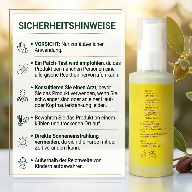 SQIN Botanicals Kaltgepresstes goldenes Nektar Jojobaöl, reines Pflegeöl, 50ml