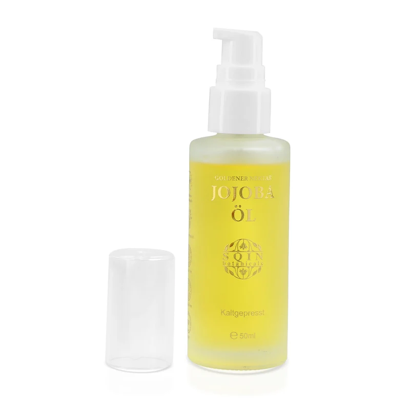 SQIN Botanicals Kaltgepresstes goldenes Nektar Jojobaöl, reines Pflegeöl, 50ml