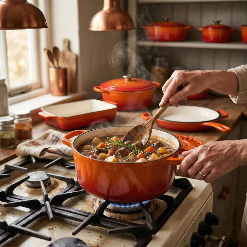 LIVMORE - 9-teiliges Gourmet-Set aus Gusseisen: Topf 20 cm, Dual-Topf 26, ovaler Bräter 28 x 22, Bräter 30 x 21, Pfanne 16, Untersetzer, Rot