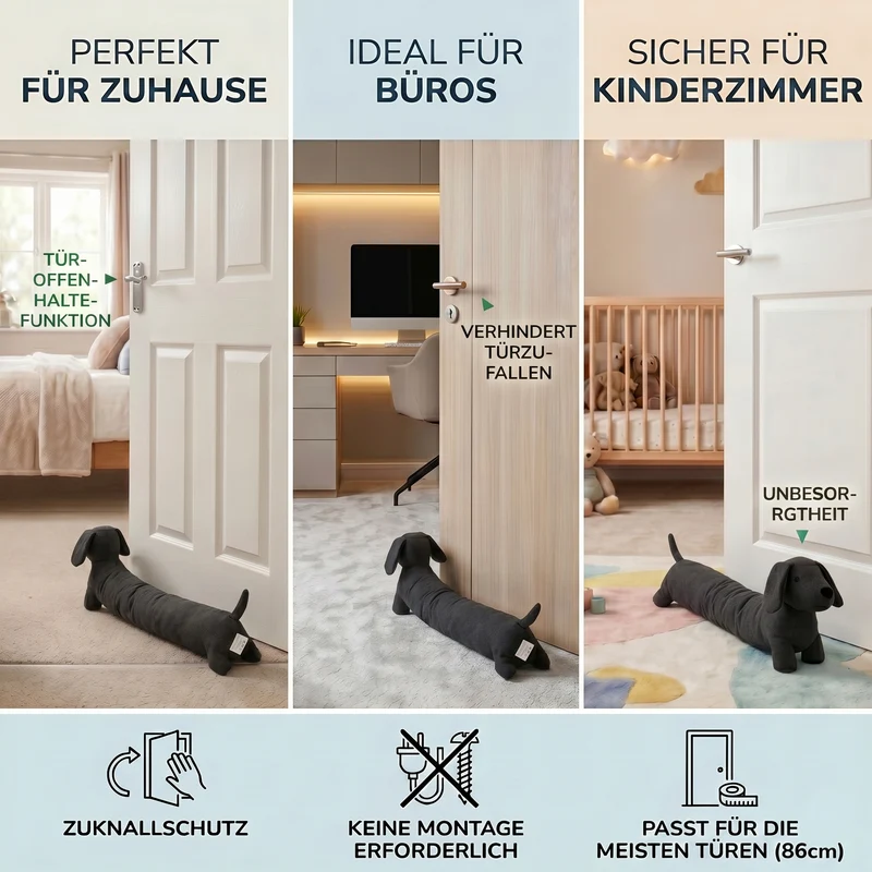 LIVMORE Türstopper mit Klemmschutz und Türschutz, Dunkelgrau