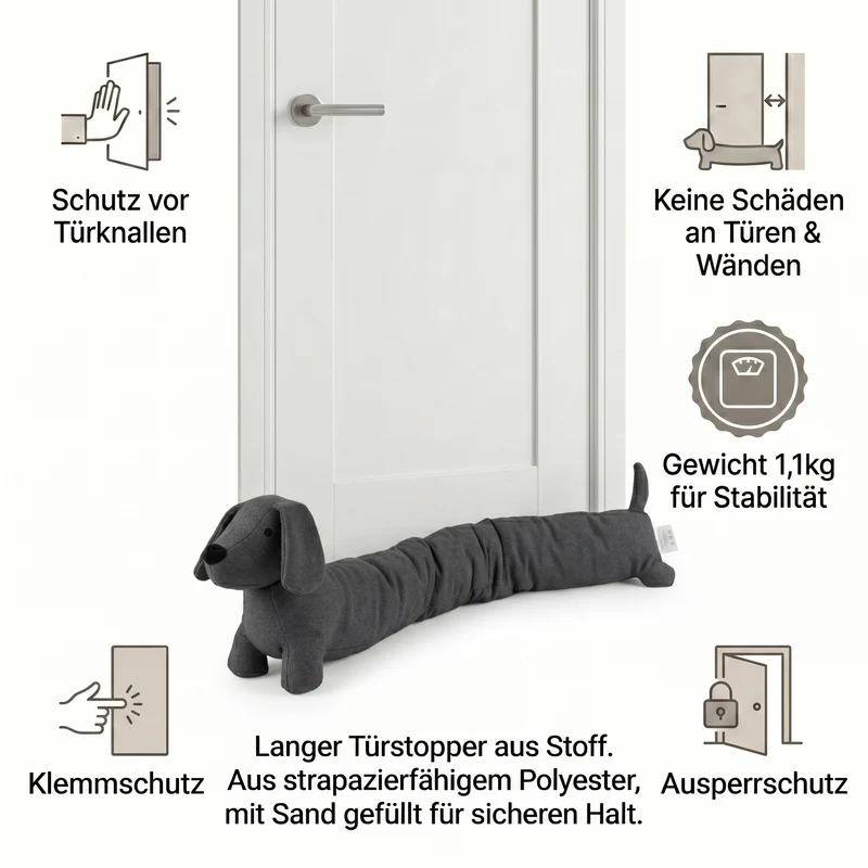 LIVMORE Türstopper mit Klemmschutz und Türschutz, Dunkelgrau