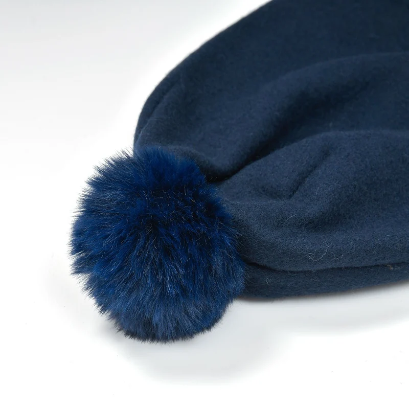 LA MAREY - 2er-Set Elegante Kaschmir Mützen und Handschuhen mit Mikroplüsch Futter, Marineblau