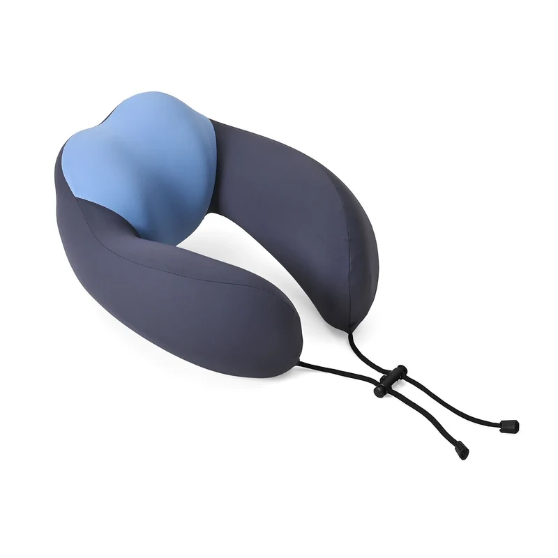 Reisekissen aus Memory-Schaum mit verstellbarem Kordelzug, ergonomisch geformt für Nackenstütze, 29x16x25 cm, Rosa