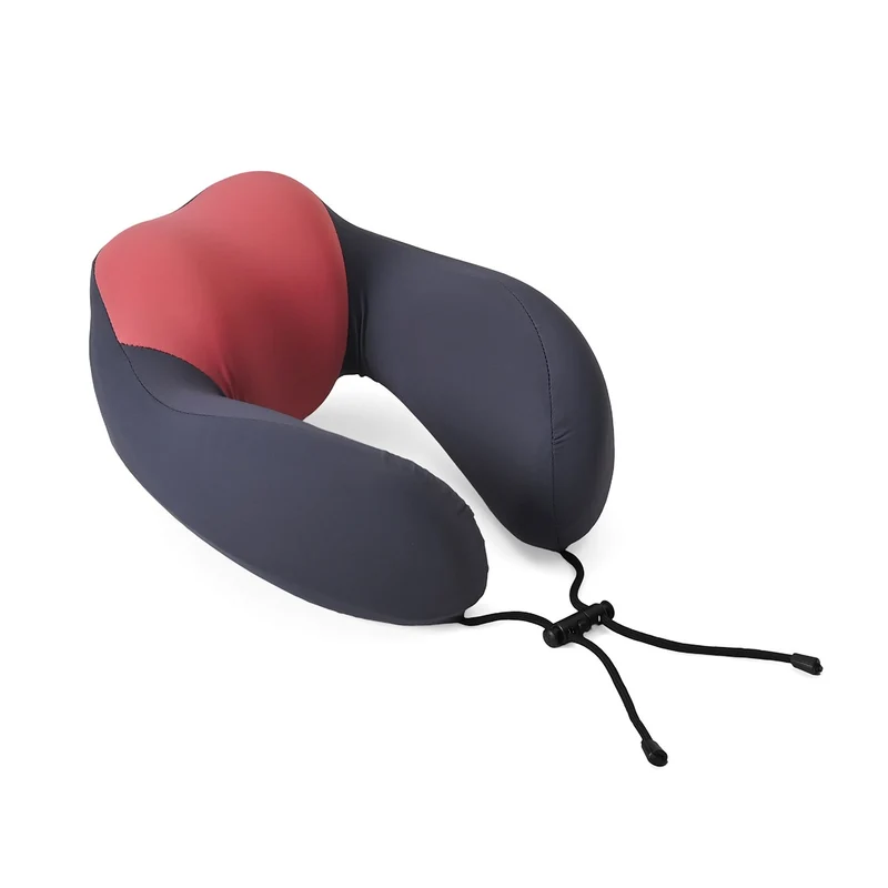 Reisekissen aus Memory-Schaum mit verstellbarem Kordelzug, ergonomisch geformt für Nackenstütze, 29x16x25 cm, Rosa
