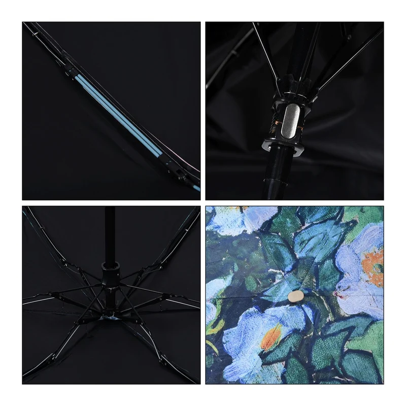 Sturmfester Poket-Regenschirm, leichtgewicht 261gr, mit UV-Schutz 91cm, Glasfaser rahmen, van Gogh