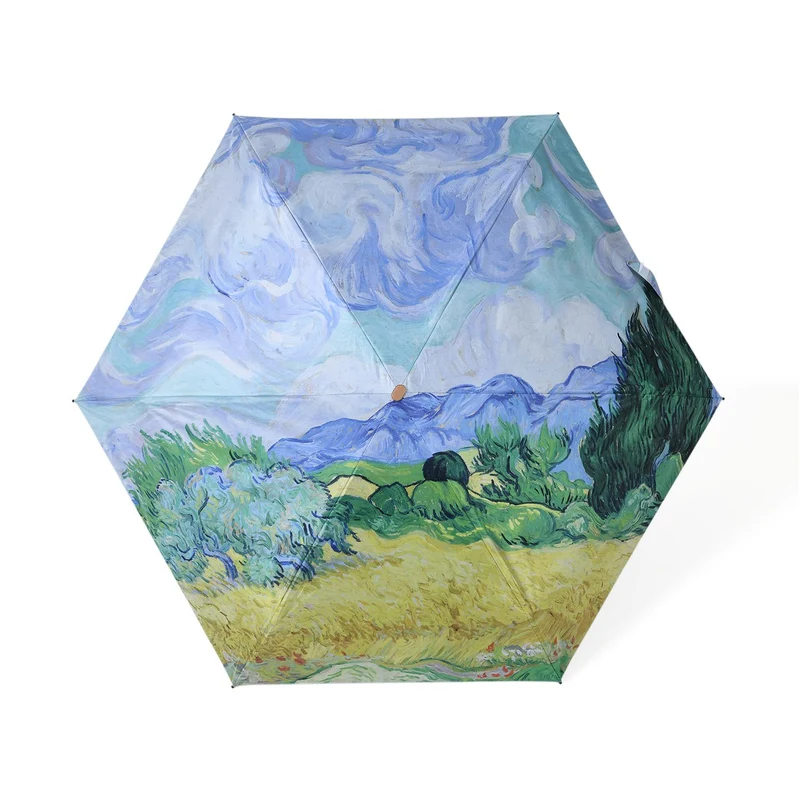 Sturmfester Poket-Regenschirm, leichtgewicht 261gr, mit UV-Schutz 91cm, Glasfaser rahmen, van Gogh