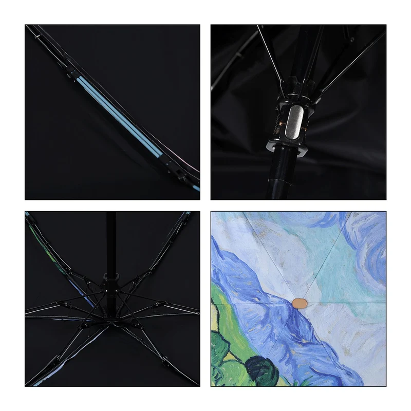 Sturmfester Poket-Regenschirm, leichtgewicht 261gr, mit UV-Schutz 91cm, Glasfaser rahmen, van Gogh