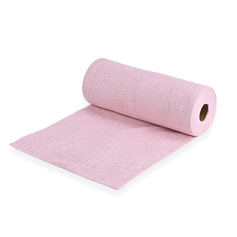 Wiederverwendbare Abreiß-Mikrofaser-Handtuchrolle - 30x30cm, 30 Tücher/Rolle, 180gsm, Rosa