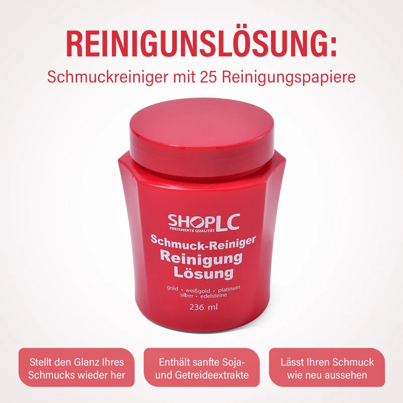 Schmuckreiniger, Reinigunslösung, 25 Reinigungspapier